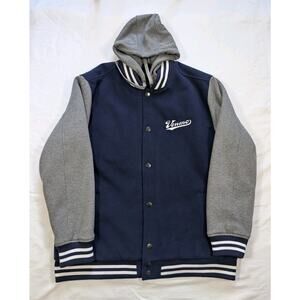 Venmo Letterman Snap Button Jacket By Sport-Tex Navy And Heather Gray 2X
